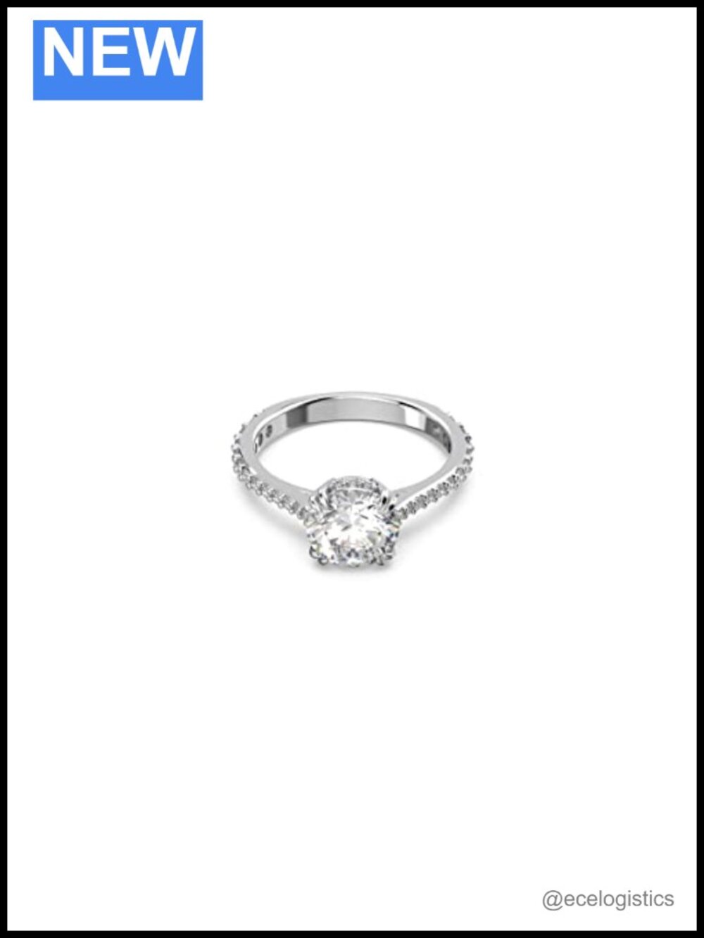 Swarovski Constella Cocktail Ring - Clear Princess Cut Crystal, Rhodium
